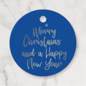 Blue Gold Merry kerst op maat Bedankjes Labels (Voorkant)