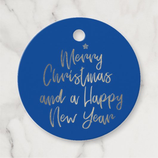 Blue Gold Merry kerst op maat Bedankjes Labels (Voorkant)