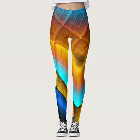 Blue-Gold Metallic Pattern 33 Leggings (Voorkant)