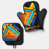 Blue-Gold Metallic Pattern 33 Ovenwant & Pannenlap Set (Voorkant / Achterkant)