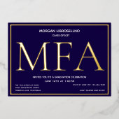 Blue Gold MFA-Afstuderen Folie Uitnodiging (Voorkant)