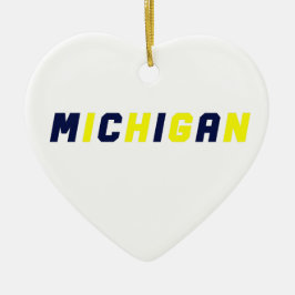 Blue & Gold Michigan Keramisch Ornament