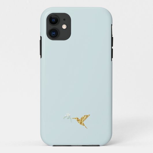 Blue & Gold Minimalistische Moderne iPhone Hoes  (Achterkant)