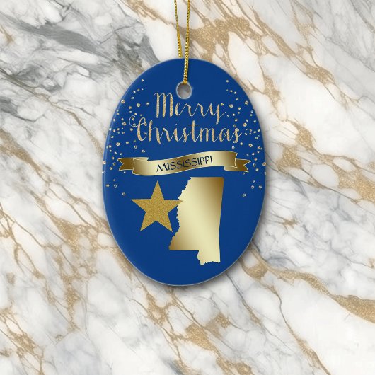 Blue Gold Mississippi Star Keramisch Ornament