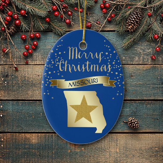 Blue Gold Missouri Star Keramisch Ornament