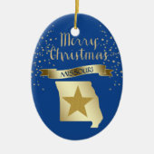 Blue Gold Missouri Star Keramisch Ornament (Voorkant)