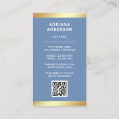 Blue Gold Model Actress QR Code 2 Photo Collage Visitekaartje (Achterkant)