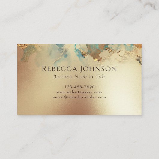 Blue Gold Modern Abstract Visitekaartje (Achterkant)