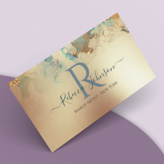 Blue Gold Modern Abstract Visitekaartje