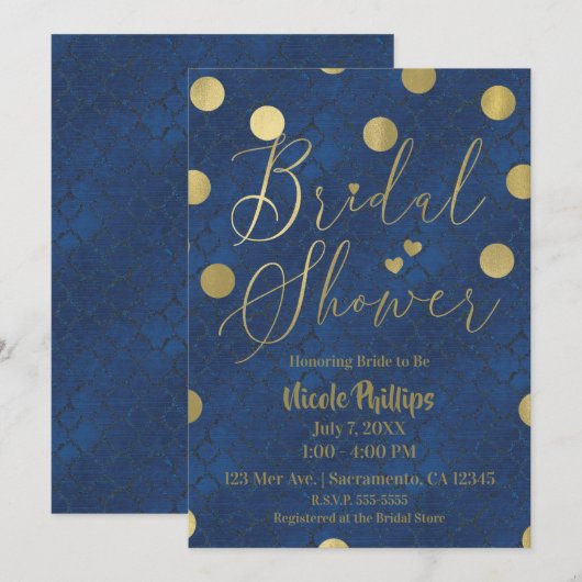 Blue & Gold Modern Chic Glam Vrijgezellenfeest Kaart (Voorkant / Achterkant)