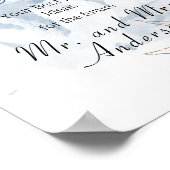 Blue Gold Modern Floral Elegant Date Night Sign Poster (Hoek)