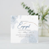 Blue Gold Modern Floral Elegant Glitter Verloving (Staand voorkant)