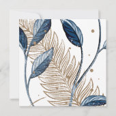 Blue Gold Modern Floral Elegant Glitter Verloving (Achterkant)