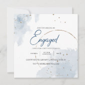 Blue Gold Modern Floral Elegant Glitter Verloving (Voorkant)
