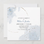 Blue Gold Modern Floral Elegant Glitter Verloving (Achterkant)