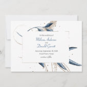 Blue Gold Modern Floral Elegant Save the Date (Achterkant)