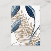 Blue Gold Modern Floral Elegant Wedding Informatiekaartje (Achterkant)