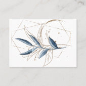 Blue Gold Modern Floral Elegant Wedding Plaatskaartje (Achterkant)