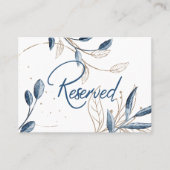 Blue Gold Modern Floral Elegant Wedding Plaatskaartje (Voorkant)