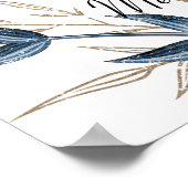 Blue Gold Modern Floral Elegant Wedding Poster (Hoek)