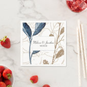 Blue Gold Modern Floral Elegant Wedding Servet (Insitu)