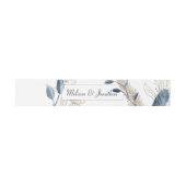 Blue Gold Modern Floral Elegant Wedding Uitnodigingen Wikkel (Vlak)