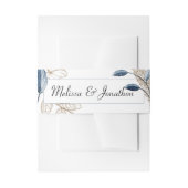 Blue Gold Modern Floral Elegant Wedding Uitnodigingen Wikkel (Voorkant Voorbeeld)