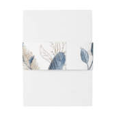 Blue Gold Modern Floral Elegant Wedding Uitnodigingen Wikkel (Achterkant Voorbeeld)