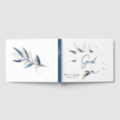 Blue Gold Modern Floral Gastenboek (Volledig)