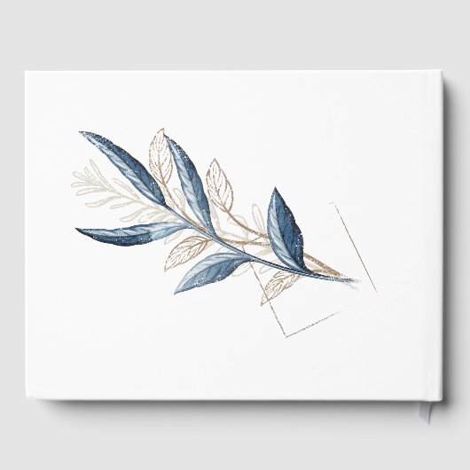 Blue Gold Modern Floral Gastenboek (Achterkant)