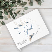 Blue Gold Modern Floral Gastenboek