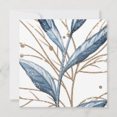 Blue Gold Modern Floral Save The Date (Achterkant)