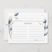 Blue Gold Modern Floral Wedding Recipcard Notitiekaartje (Voorkant)