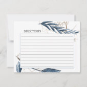 Blue Gold Modern Floral Wedding Recipcard Notitiekaartje (Achterkant)