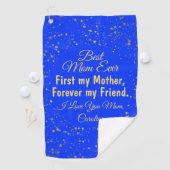 Blue Gold Modern Golfer Beste moeder ooit Moederda Golfhanddoek (Insitu)