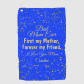 Blue Gold Modern Golfer Beste moeder ooit Moederda Golfhanddoek (Voorkant)
