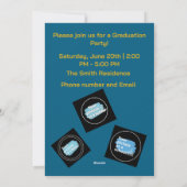 Blue Gold Modern Photo Class Graduation Invitation Feestdagenkaart (Achterkant)