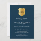 Blue Gold Modern Police Officer Academy Afstuderen Kaart (Voorkant)