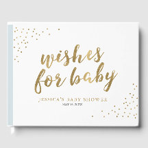 Blue & Gold Modern Stripes Wishes voor Baby shower