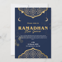 Blue Gold Moderne Iftar Diner Uitnodiging