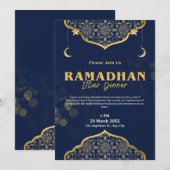 Blue Gold Moderne Iftar Diner Uitnodiging (Voorkant / Achterkant)