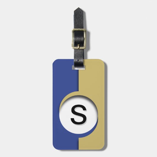 Blue Gold Monogram Cutout Bagagelabel (Voorkant verticaal)