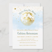 Blue Gold Moon and Stars Celestial Baby shower Kaart (Voorkant)