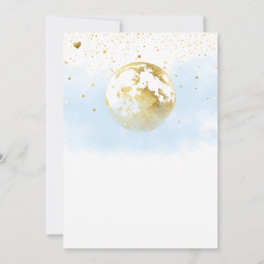 Blue Gold Moon and Stars Celestial Baby shower Kaart (Achterkant)