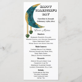 Blue Gold Moon Green Heart Jewels Valentijn Day Menu