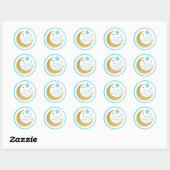 Blue & Gold Moon Stars Baby shower Bedankt Ronde Sticker (Vel)