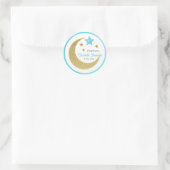 Blue & Gold Moon Stars Baby shower Bedankt Ronde Sticker (Tas)
