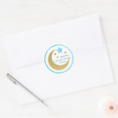 Blue & Gold Moon Stars Baby shower Bedankt Ronde Sticker (Envelop)
