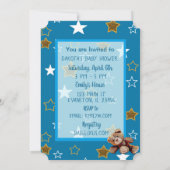 Blue & Gold Moon & Stars Baby shower Kaart (Achterkant)