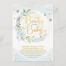 Blue Gold Moon & Stars Greenery Books for Baby Informatiekaartje